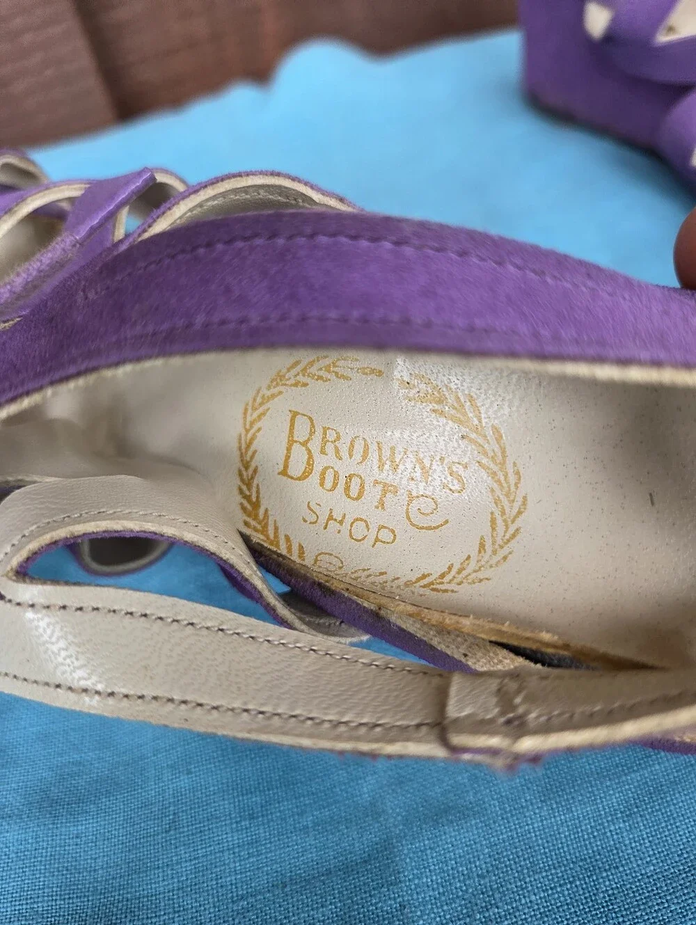 1970s Purple Lace Up Wedges Shoes Brown's Boot Shop